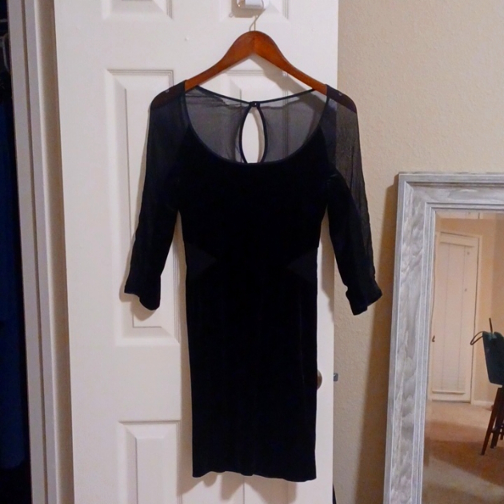 Bardot Velvet & Mesh Dress - Picture 1 of 10